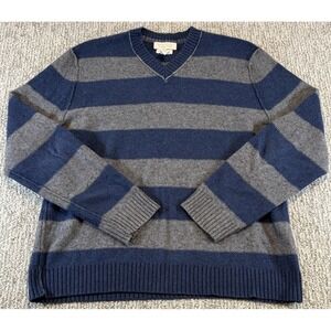 Banana Republic Luxury Blend Cashmere Angora Sweater Mens Sz S Blue Gray Stripe